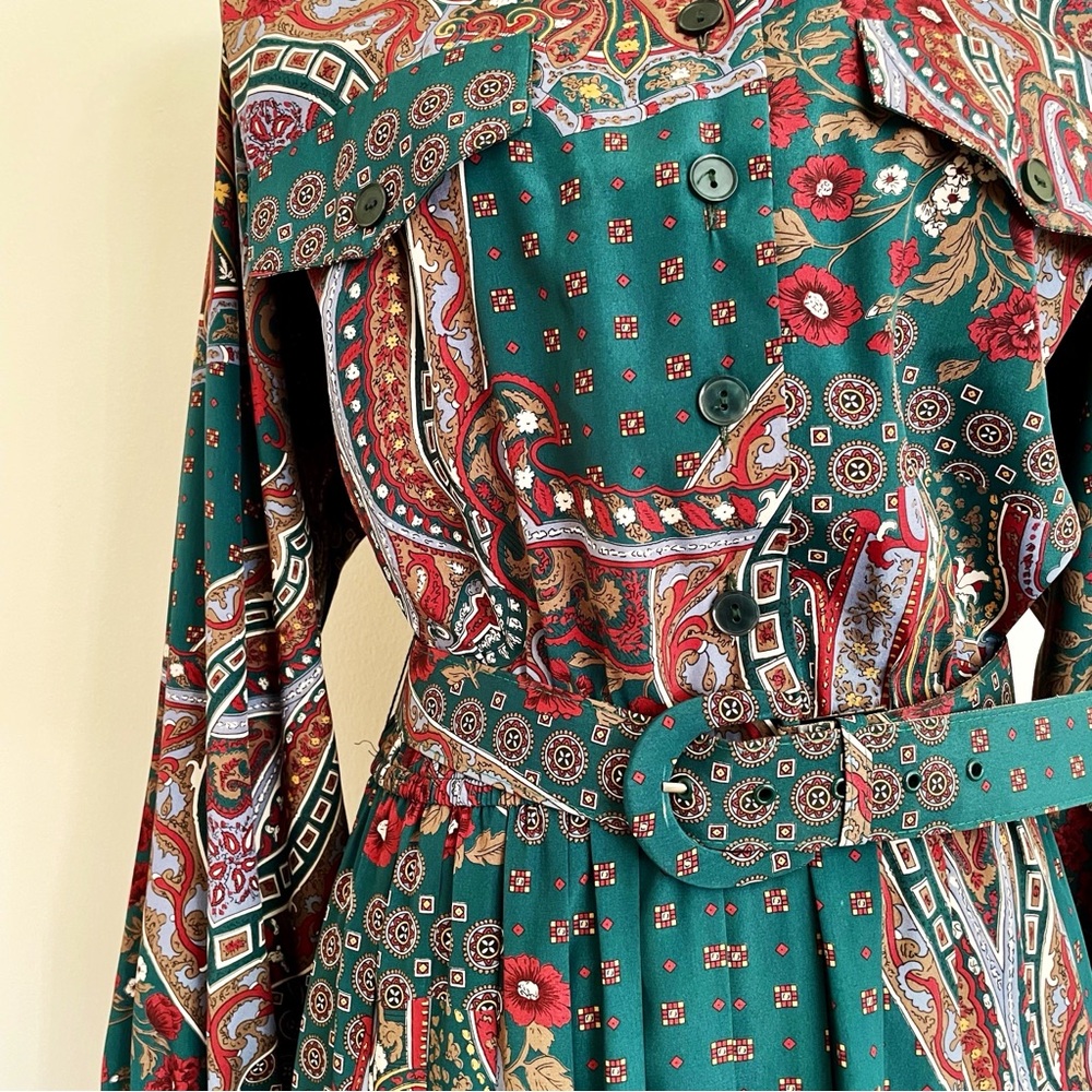 SOLD :: Vintage 80s Paisley Patterned Shirt Dress - Picture 3 of 5